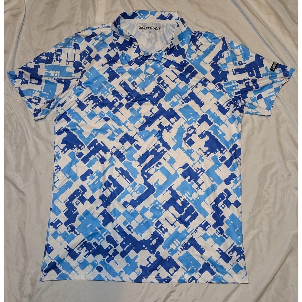 Shank It Golf Men's Blue And White Polo Size Medium